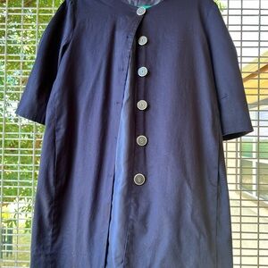 Navy Button-Up Crew Neck Oversized Jacket - Worn Once!